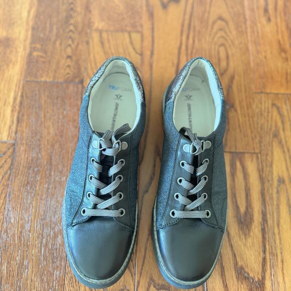 Johnston & Murphy Women's 9 Callie Lace-Up Black Glitter Leather Sneakers - Picture 9 of 11